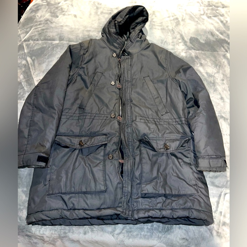 Men’s Grey Parka Trench Coat - Size XL - 5 pockets